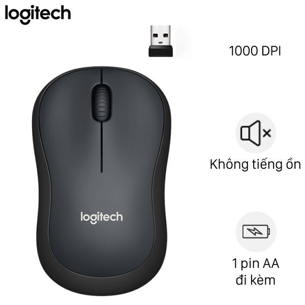 Chuột không dây Logitech M220 Silent dành cho PC, laptop - Hàng chính hãng
