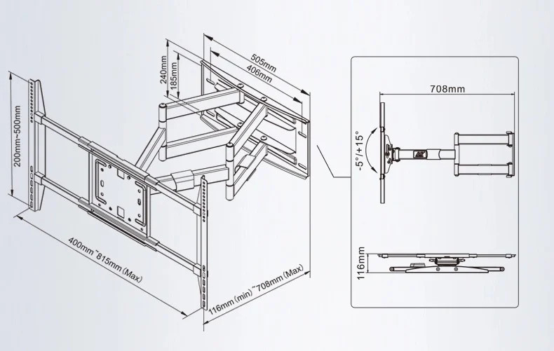 Giá treo TiVi 50inch đến 90inch xoay North Bayou SP5 hàng nhập khẩu chính hãng