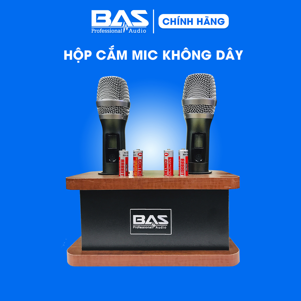 Hộp cắm micro karaoke không dây BAS02M, đế cắm micro để bàn chống rơi, lăn mic