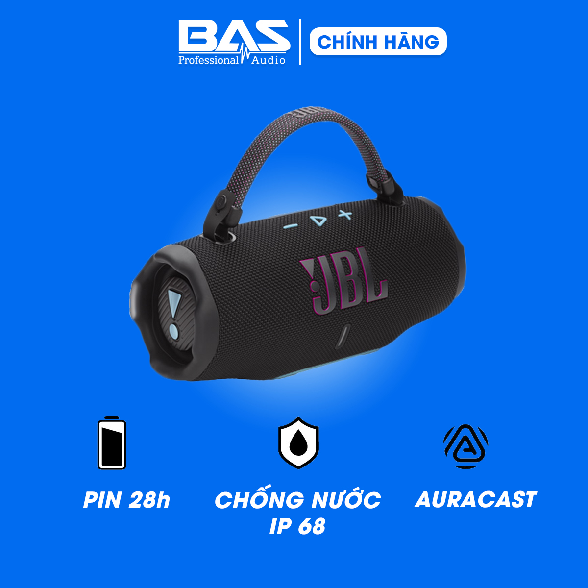 Loa JBL Charge 6, loa Bluetooth chính hãng, Pin 28h, chống nước IP68, Bluetooth 5.4, có quai xách, 2025