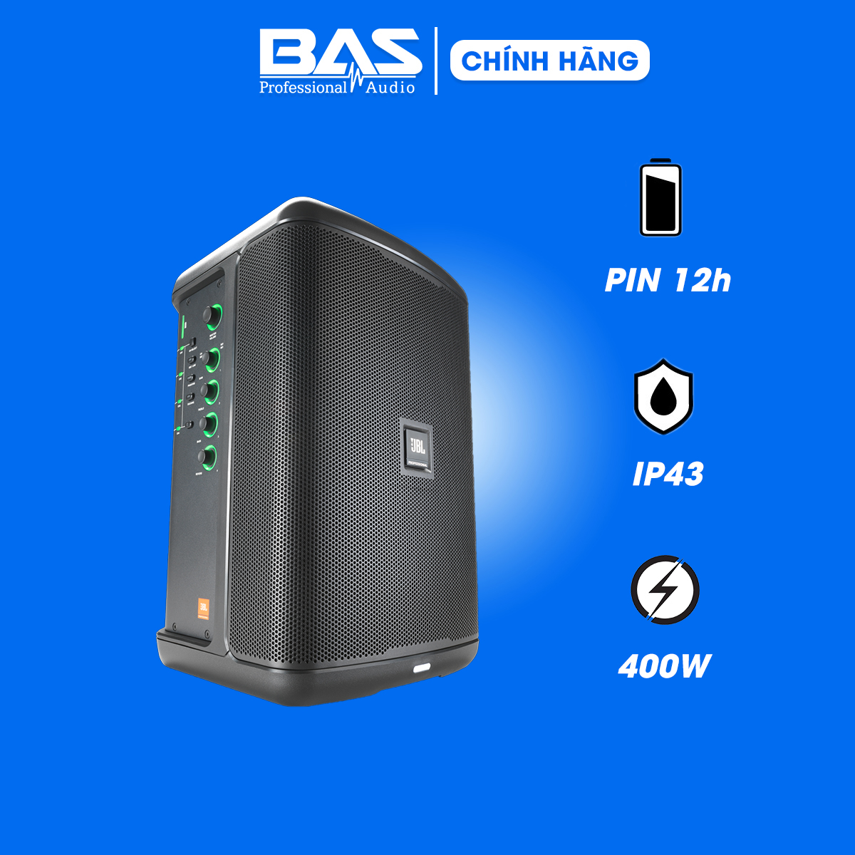 Loa JBL EON ONE Compact, Pin 12h, 150W, Mixer 4 kênh, AUX, Bluetooth, Mic, Line