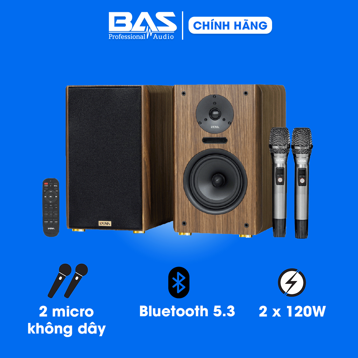 Dàn loa Kadma BS36i (Công suất 240W, Đi Kèm 2 mic, Bluetooth, Optical, Echo)