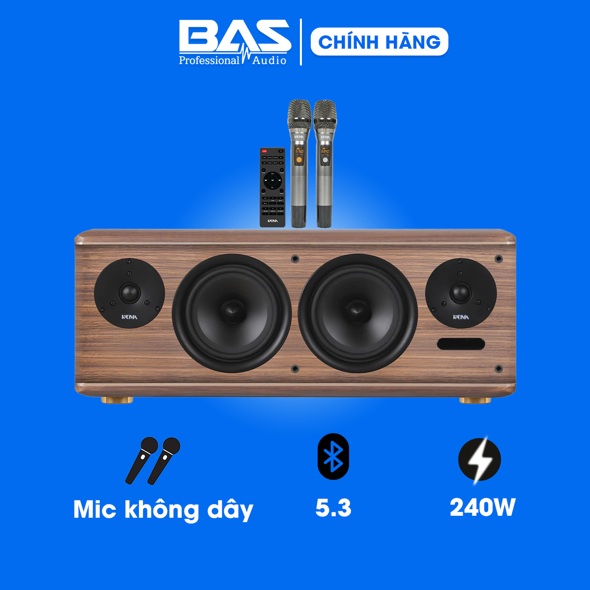 Dàn loa Kadma BS63 (công suất 240W, 2 mic, Điều khiển, Bluetooth, Optical, HDMI ARC)
