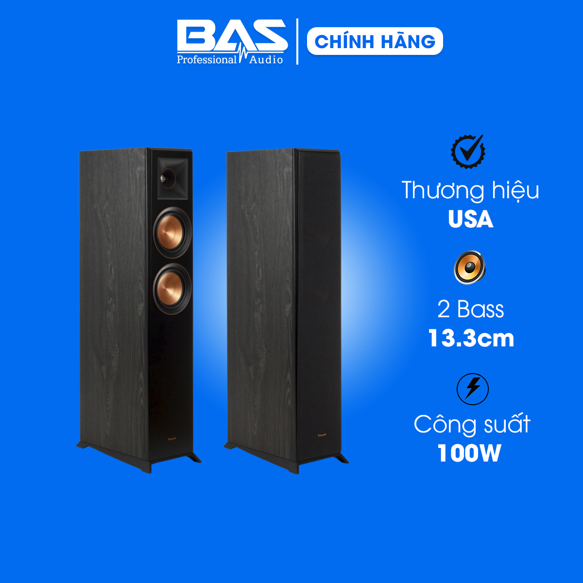 Loa cây Klipsch RP-5000F, 2 woofer 133mm, 1 tweeter kèn 25,4mm, công suất 100W