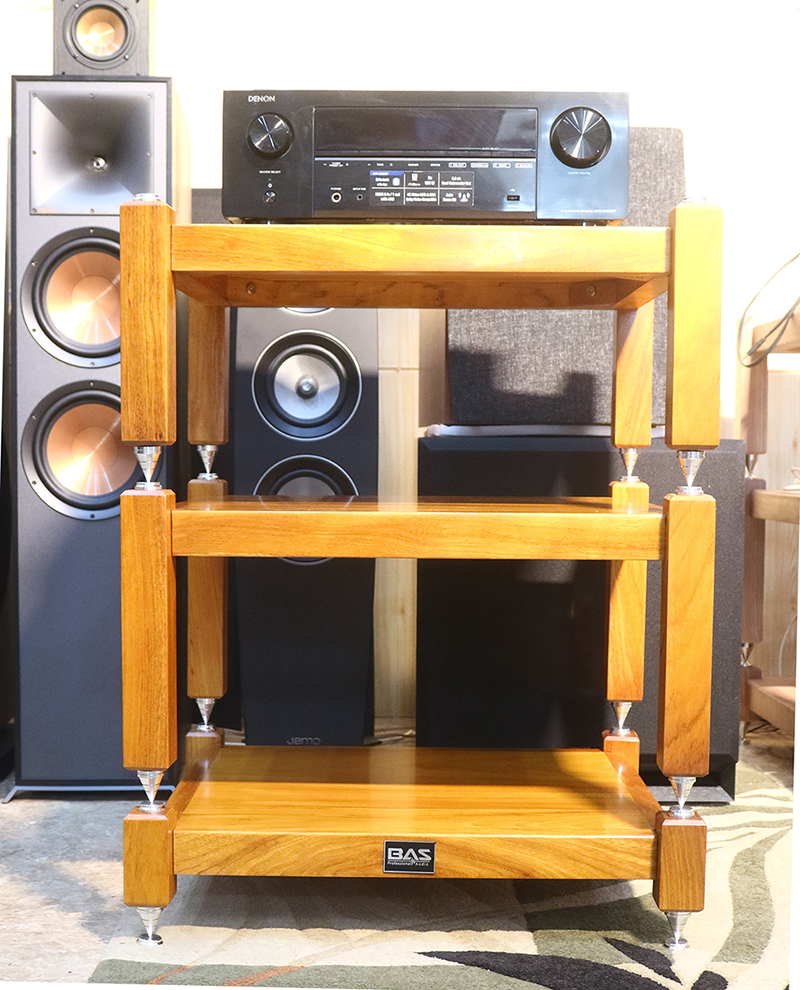 Kệ audio chống rung, kệ âm thanh cao cấp gỗ gõ đỏ nguyên tấm