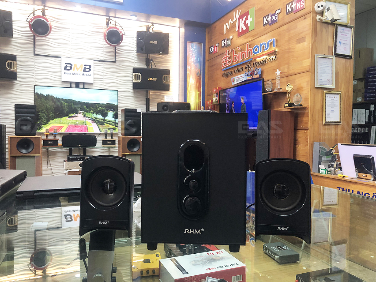 Loa 2.1 RHM RM240BT, loa vi tính công suất 20w thiết kế nhỏ gọn hiện đại
