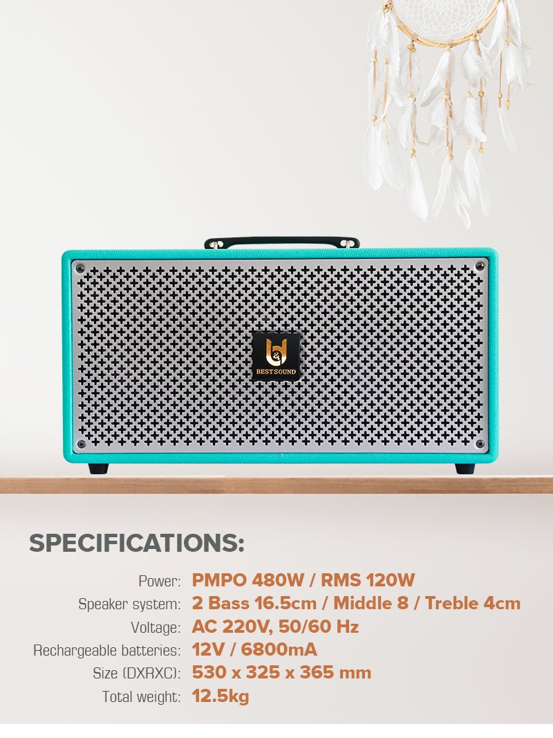 loa karaoke di động BestSound M6S, loa xách tay công suất lớn 480W