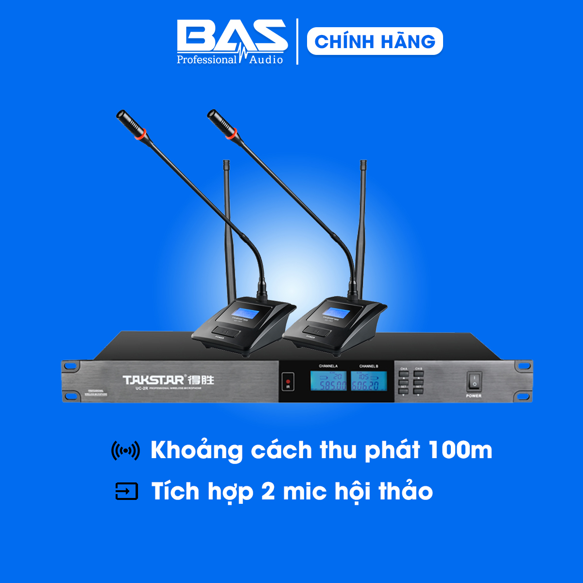 Bộ micro cổ ngỗng không dây Takstar UC-4R và UC-2R. Phạm vi hoạt động 100m