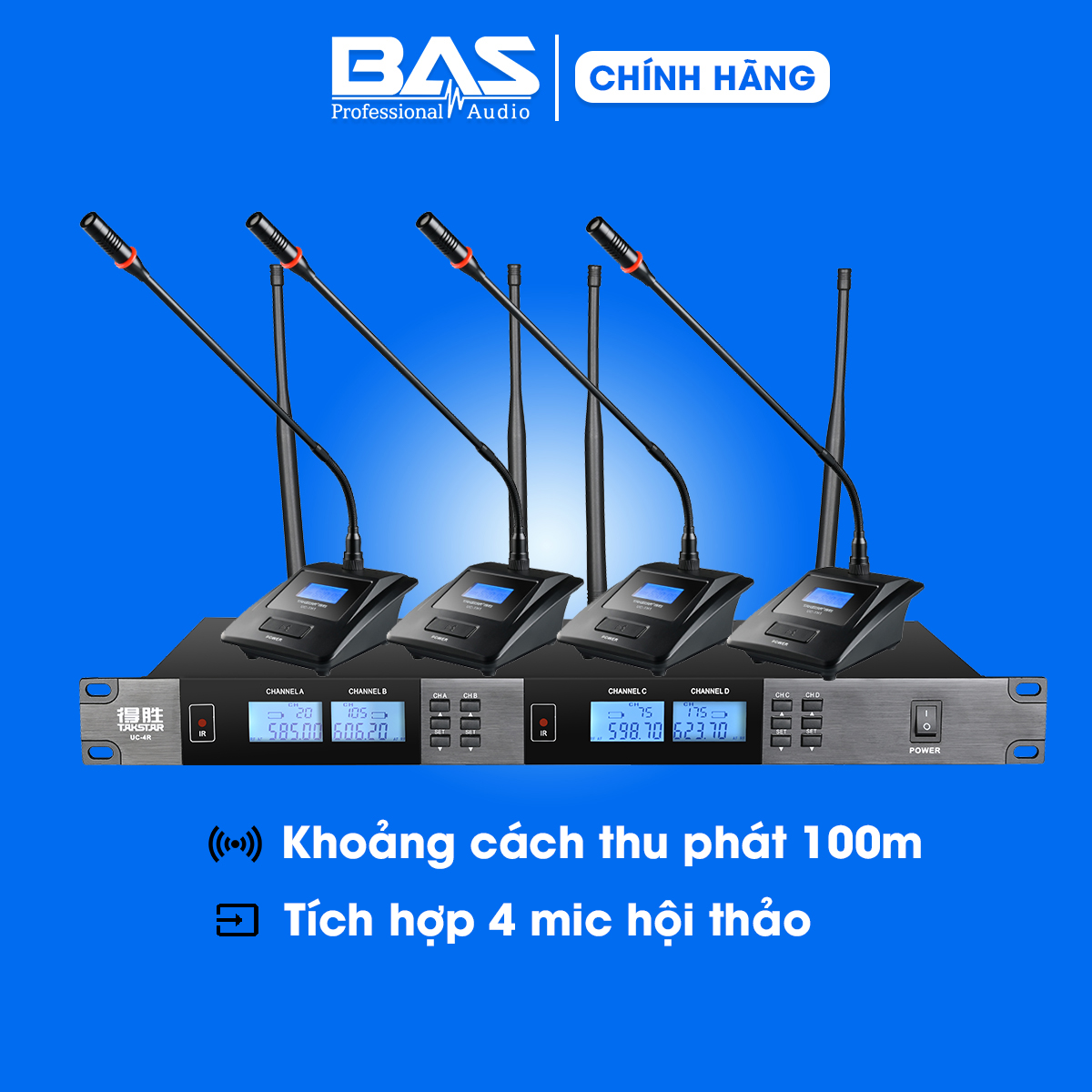 Bộ micro cổ ngỗng không dây Takstar UC-4R và UC-2R. Phạm vi hoạt động 100m