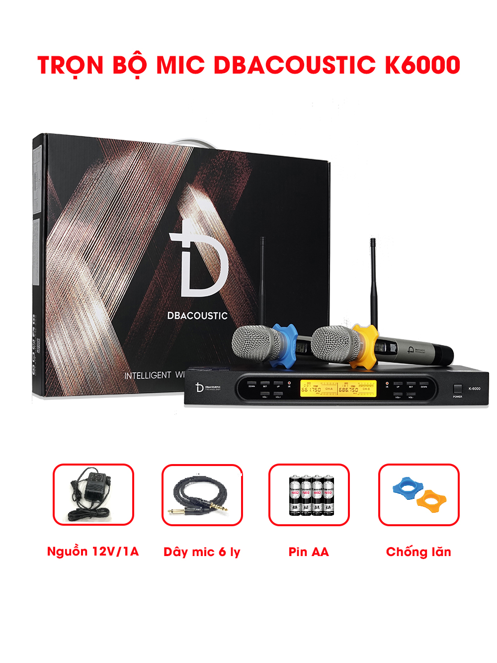 Micro không dây dBacoustic K6000, mic hát karaoke không dây, hội trường