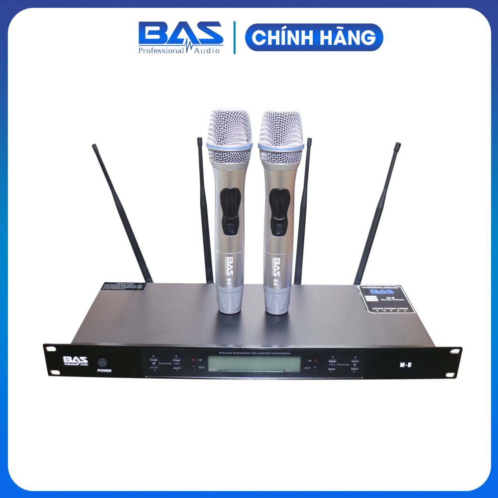 Micro không dây BAS Audio M8, tặng kèm chống sốc mic, mic nhập khẩu cao cấp dành cho dàn karaoke gia đình, hội trường, quán hát