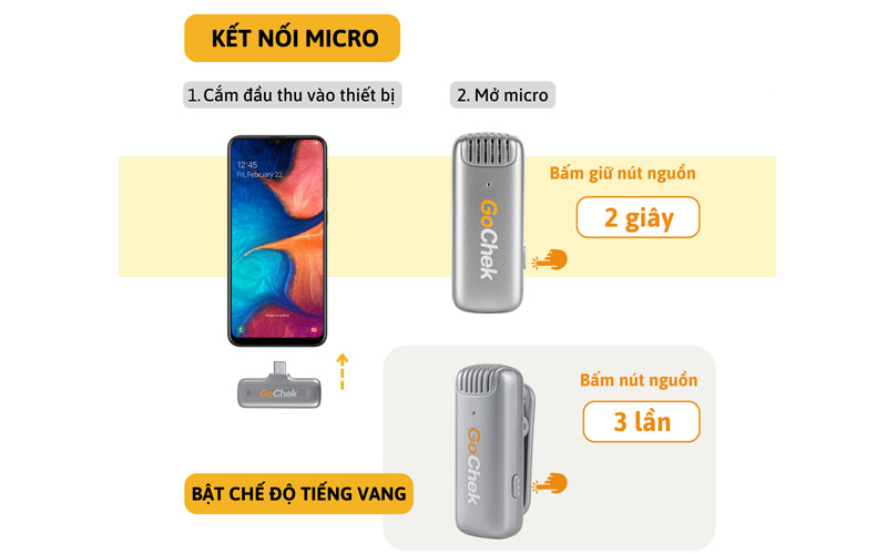Micro thu âm không dây Gocheck A02 Pro