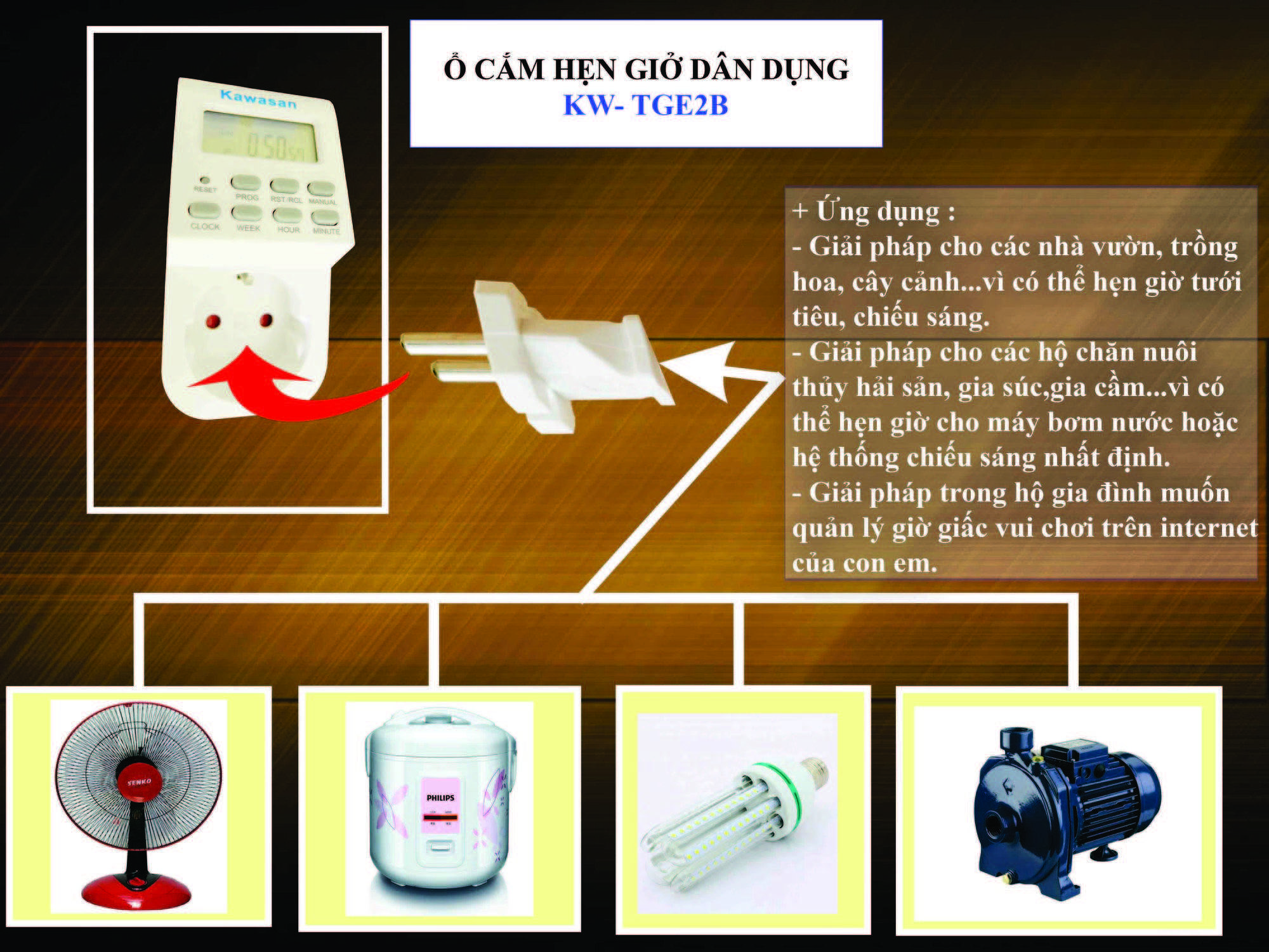 Ổ cắm hẹn giờ kỹ thuật số KAWASAN TGE2B