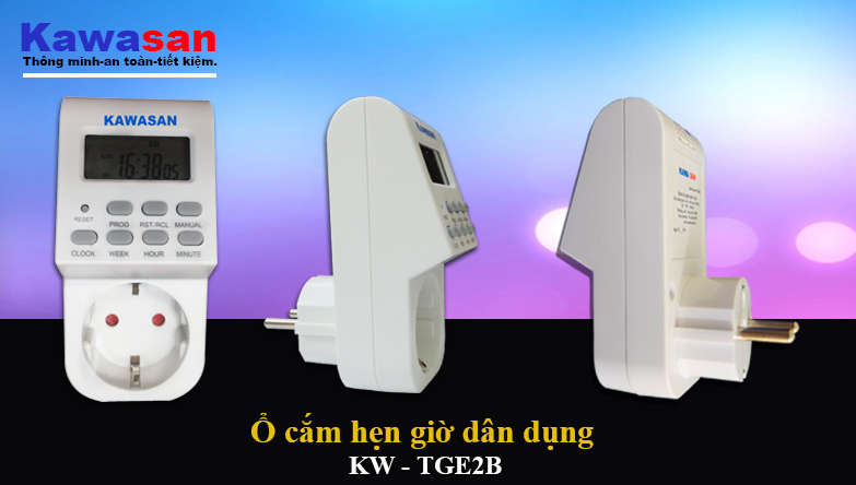 Ổ cắm hẹn giờ kỹ thuật số Kawasan TGE2B, sản phẩm tiện ích gia đình giá rẻ