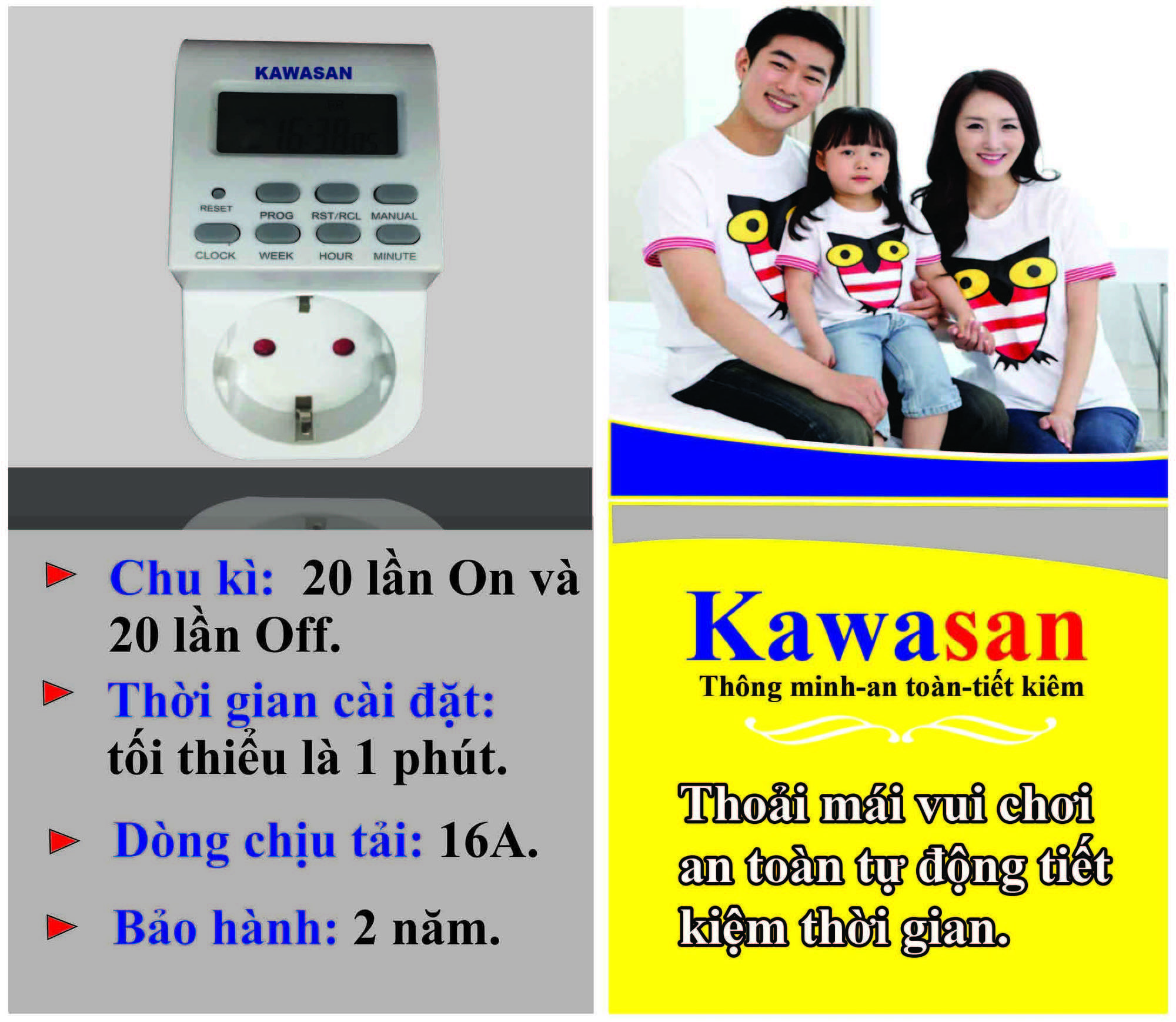 Ổ cắm hẹn giờ kỹ thuật số KAWASAN TGE2B
