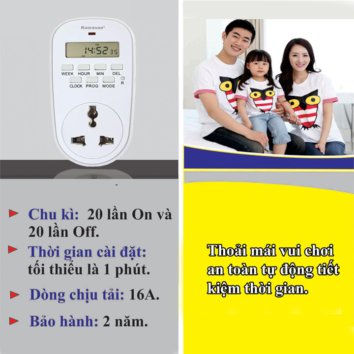 Ổ cắm hẹn giờ số Kawasan TGE2C
