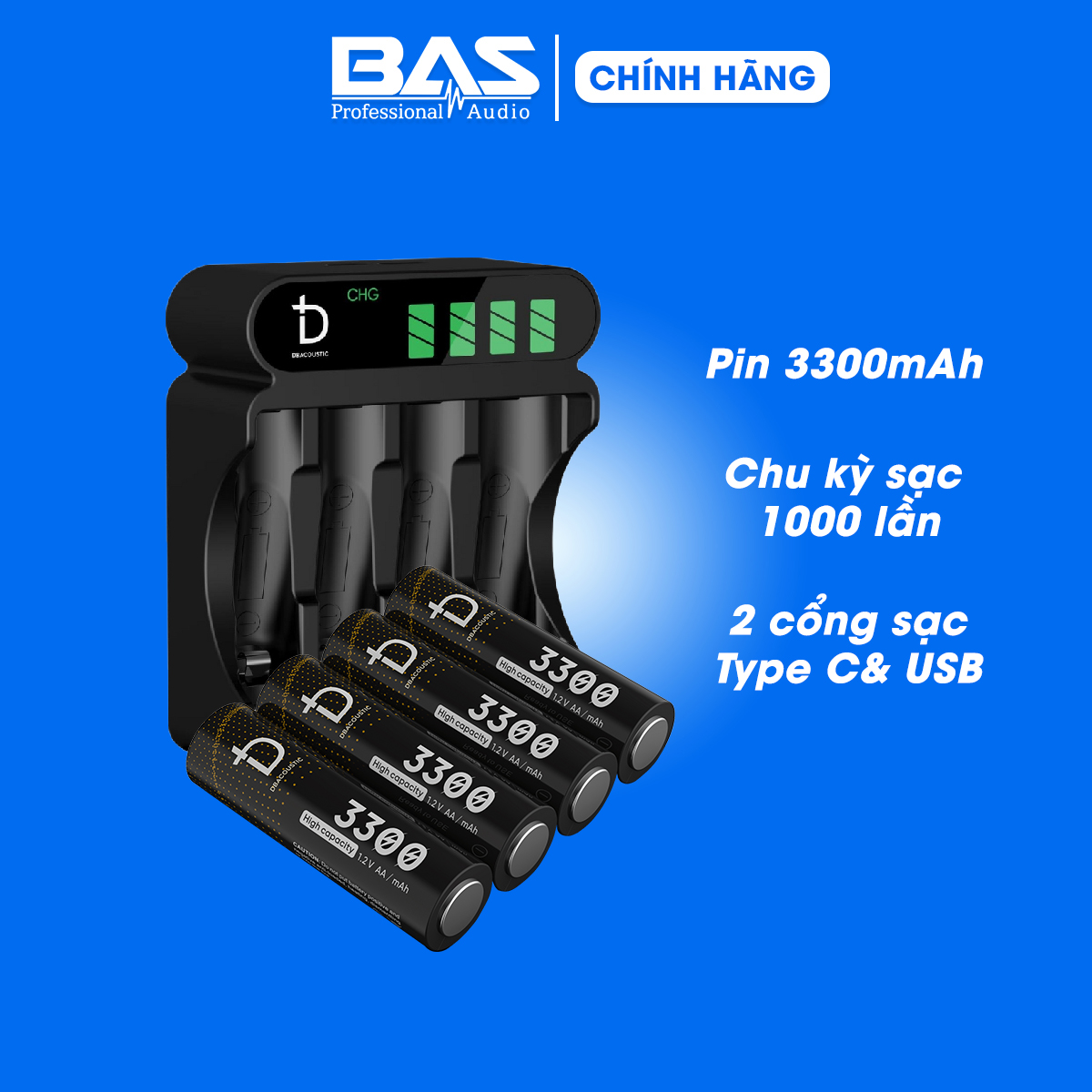 Dock sạc kèm pin 3300mAh dBacoustic