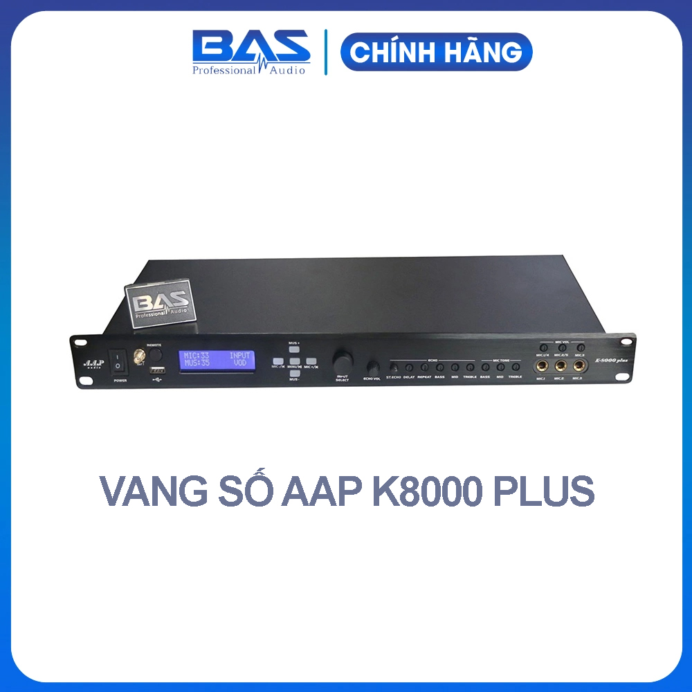 Vang số AAP Audio K8000 plus kết nối Bluetooth có thể chỉnh tay dùng cho dàn karaoke gia đình.