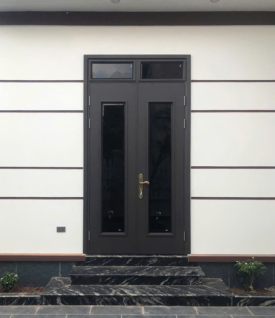 Cửa thép 2 cánh kính