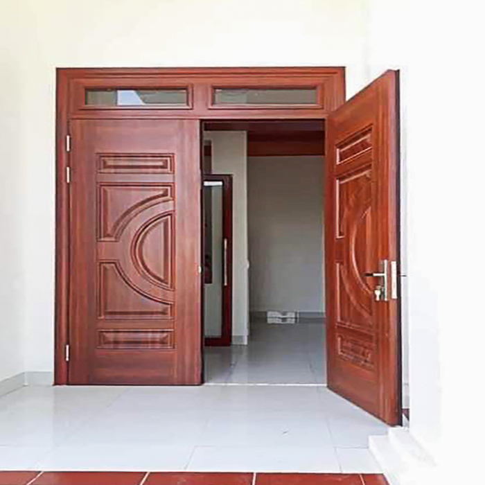 Cửa thép vân gỗ 2 cánh bán nguyệt