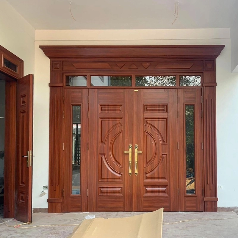 Cửa thép vân gỗ 4 cánh Phào Luxury
