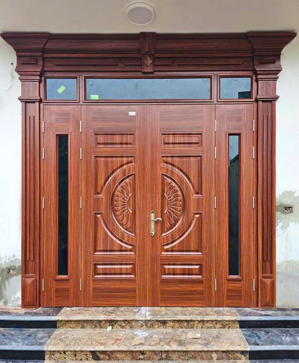 Cửa thép vân gỗ 4 cánh Phào Luxury