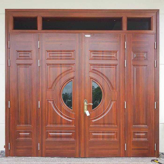 Cửa thép 4 cánh ô kính bán nguyệt