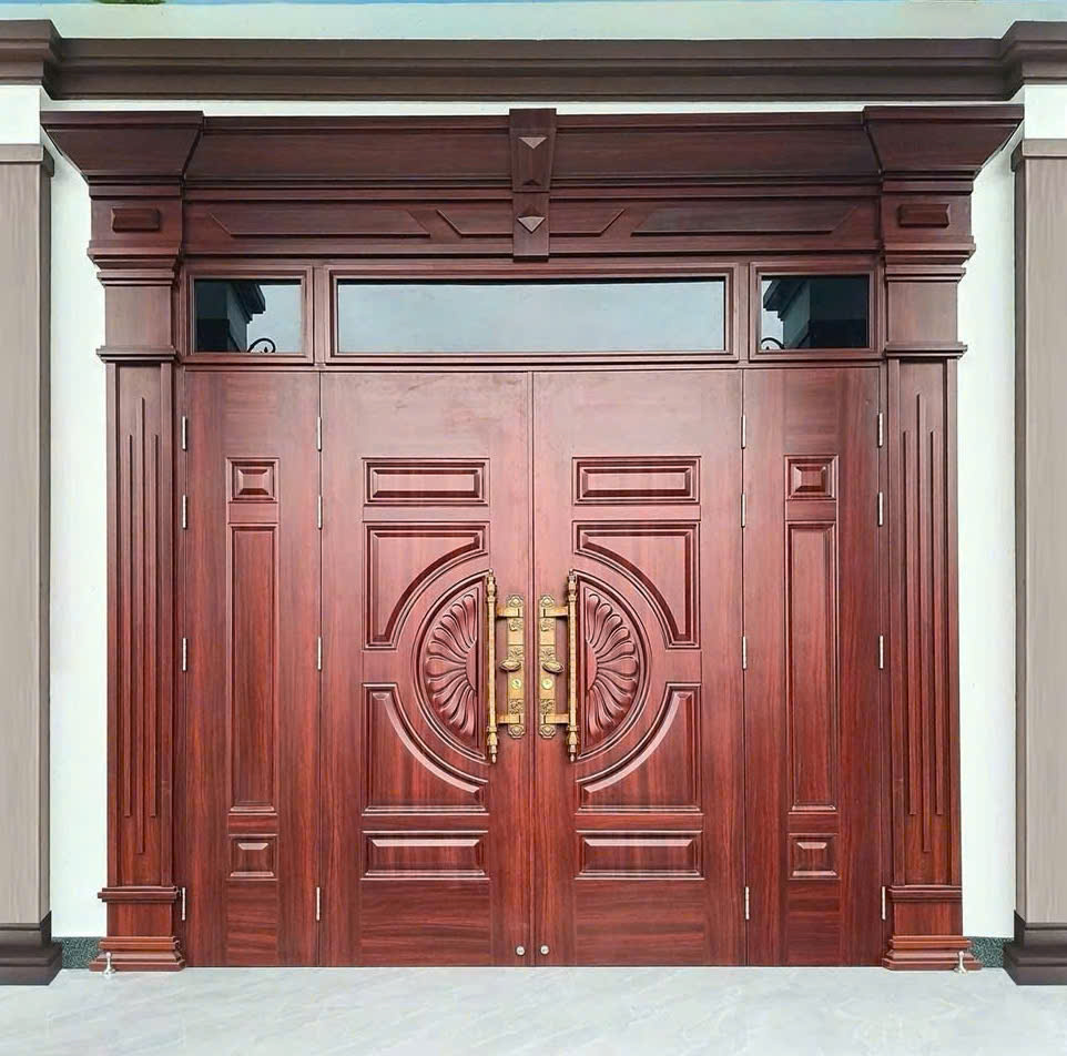 Cửa thép vân gỗ 4 cánh Phào Luxury