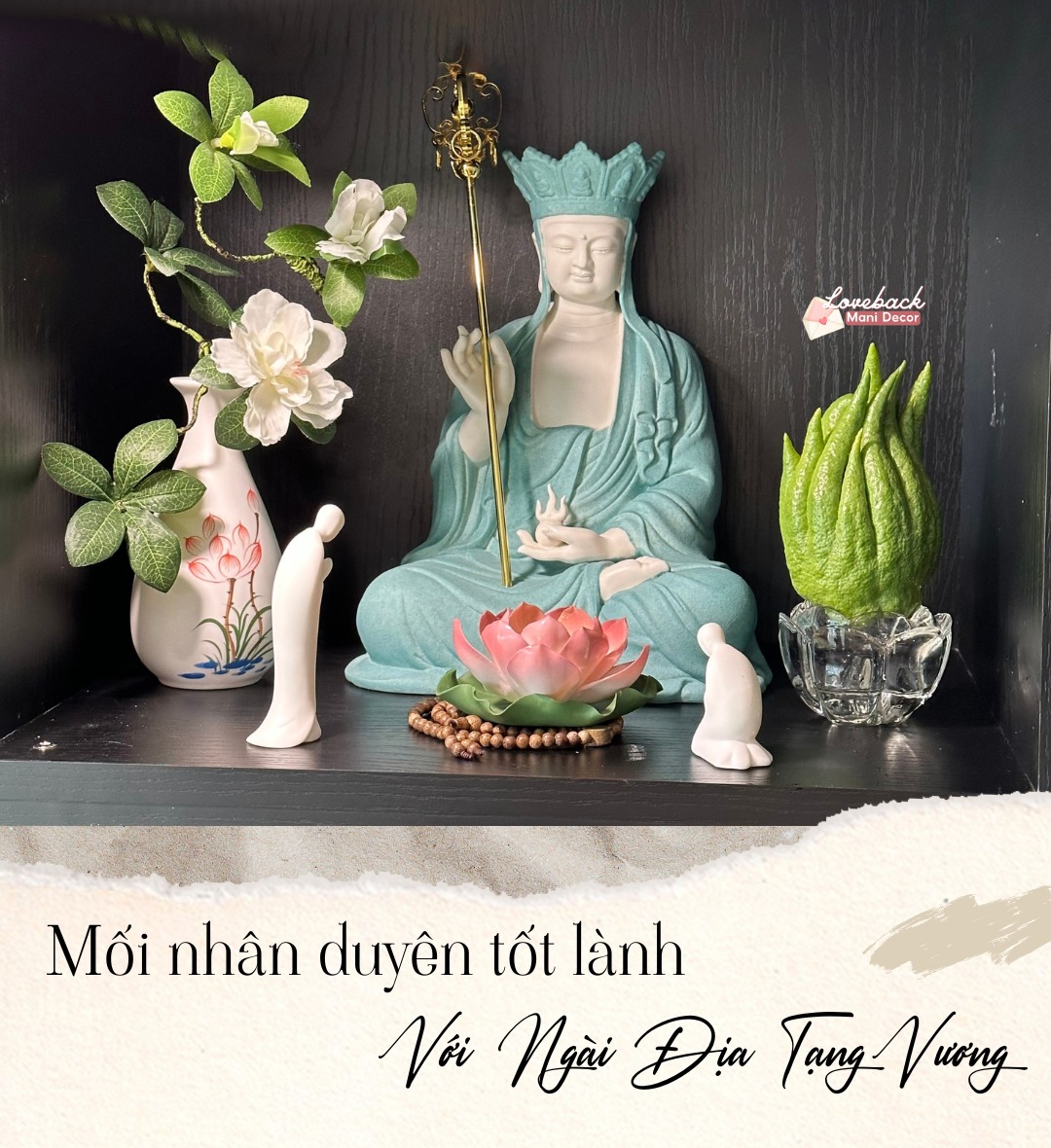 Set Địa Tạng Bồ Tát gốm xanh