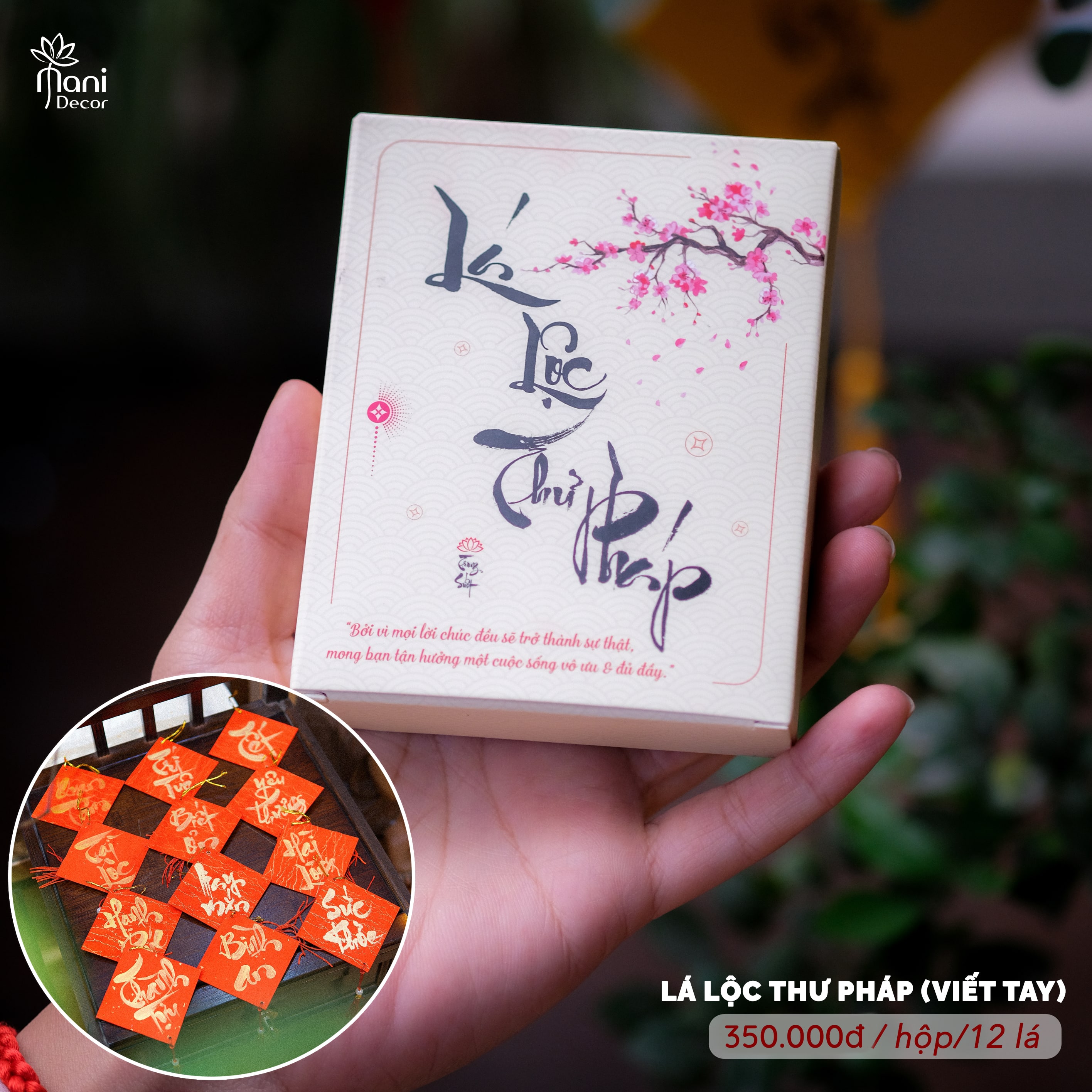 LÁ LỘC MAY MẮN THƯ PHÁP TRONG SUỐT 