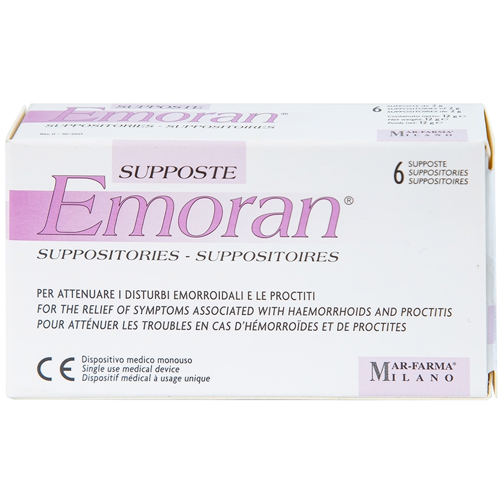 VIÊN ĐẶT HỖ TRỢ TRỊ TRĨ, VIÊM TRỰC TRÀNG SUPPOSTE EMORAN HỘP 6 VIÊN