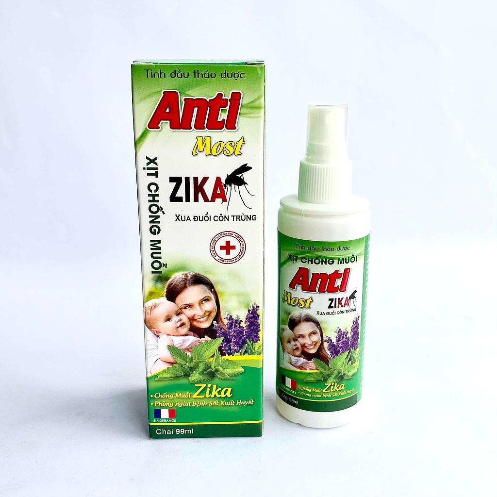XỊT CHỐNG MUỖI XUA ĐUỔI CÔN TRÙNG ANTI MOST ZIKA 99ML (CHO BÉ TỪ 3 THÁNG TUỔI )