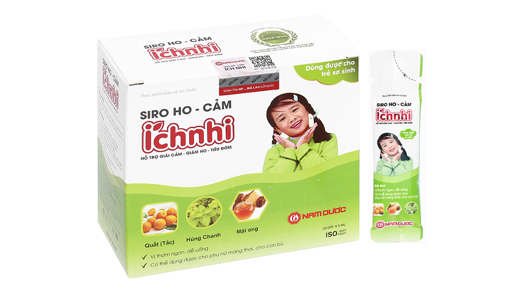 SIRO HO-CẢM ÍCH NHI HỘP 30 GÓI x 5ML GIÚP GIẢM HO, TĂNG SỨC ĐỀ KHÁNG