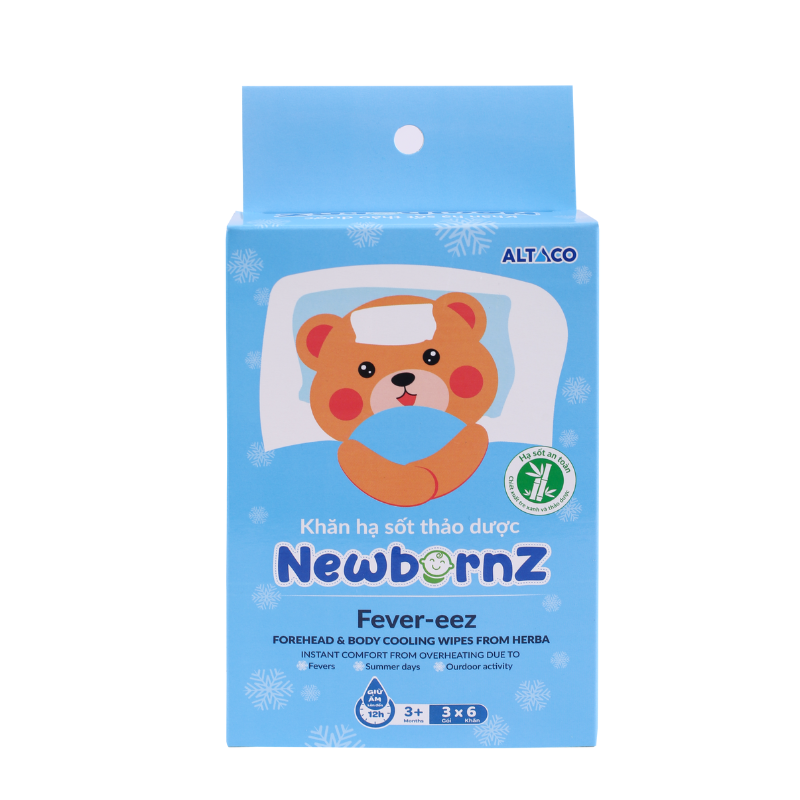 KHĂN HẠ SỐT THẢO DƯỢC NEWBORNZ HỘP 3 GÓI - ALTACO