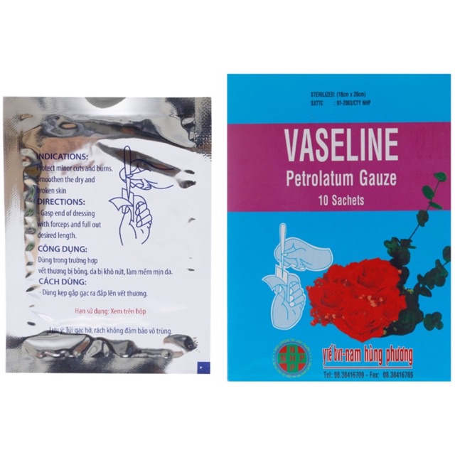 GẠC VASELINE PETROLATUM GAUZE H/10 MIẾNG (18cmx20cm)-  Y TẾ NAM HÙNG PHƯƠNG
