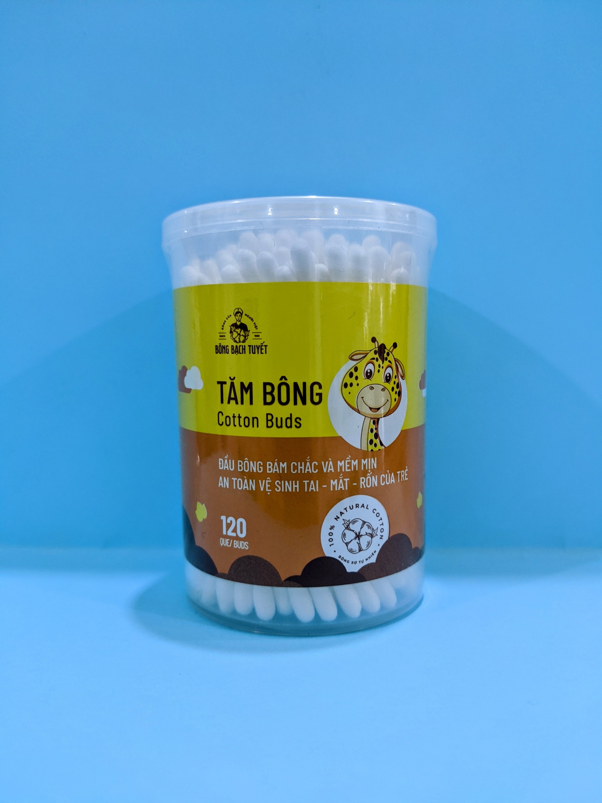 TĂM BÔNG TRẺ EM KOTTON CARE FOR KID BẠCH TUYẾT HŨ TRÒN 120 QUE
