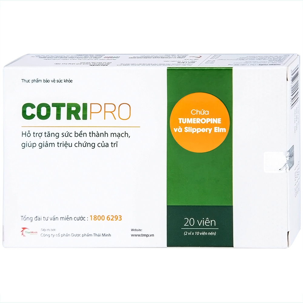 HỖ TRỢ GIẢM TRĨ COTRIPRO ( TUMEROPINE VÀ SLIPPERY ELM ) HỘP 20 VIÊN - THÁI MINH - 01/6/2026