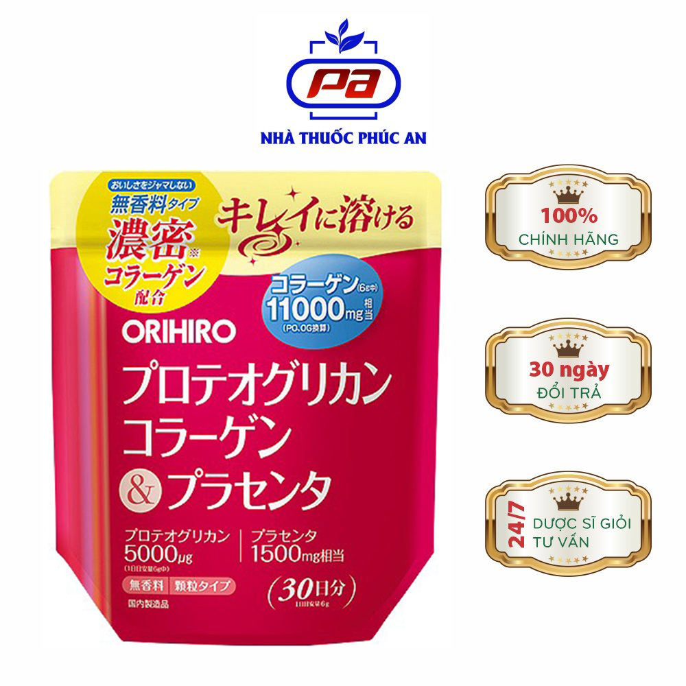 BỘT COLLAGEN PROTEOGLYCAN 11000MG NHAU THAI HEO 11000MG ORIHIRO 180GR