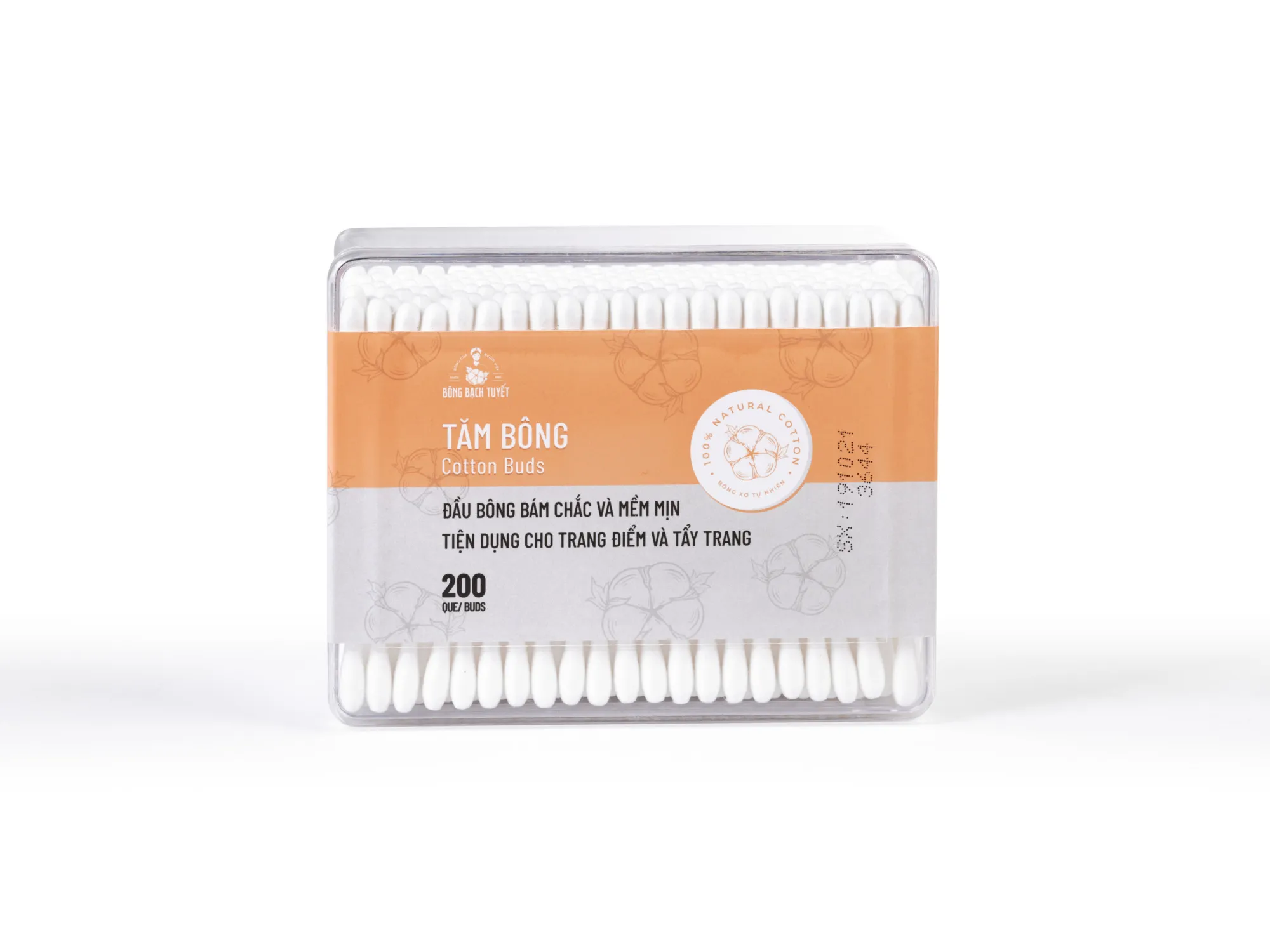 TĂM BÔNG COTTON BUDS - HỘP VUÔNG 200 QUE