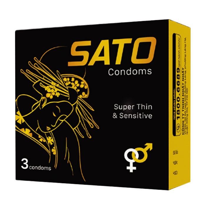 BAO CAO SU SATO CONDOMS SUPER THIN & SENSITIVE (ĐEN) H/3 CÁI