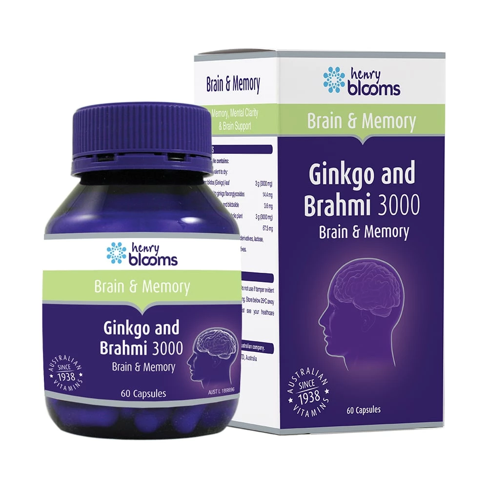 TPBVSK GINKGO AND BRAHMI 3000 HỖ TRỢ BỔ NÃO - HENRY BLOOMS (30 VIÊN -60 VIÊN)