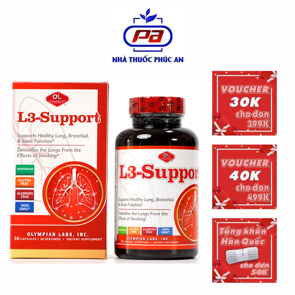 VIÊN L3-SUPPORT HỘP 30 VIÊN HỖ TRỢ CHỨC NĂNG PHỔI, PHẾ QUẢN, XOANG