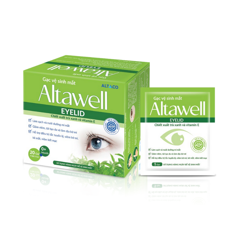 GẠC VỆ SINH MẮT ALTAWELL EYELID CHIẾT XUẤT TRÀ XANH VÀ VITAMIN E HỘP 20 GÓI
