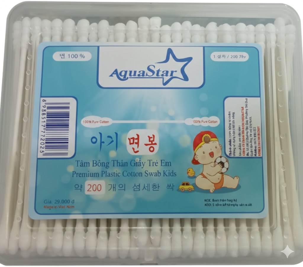 TĂM BÔNG AQUA STAR HỘP 200 QUE