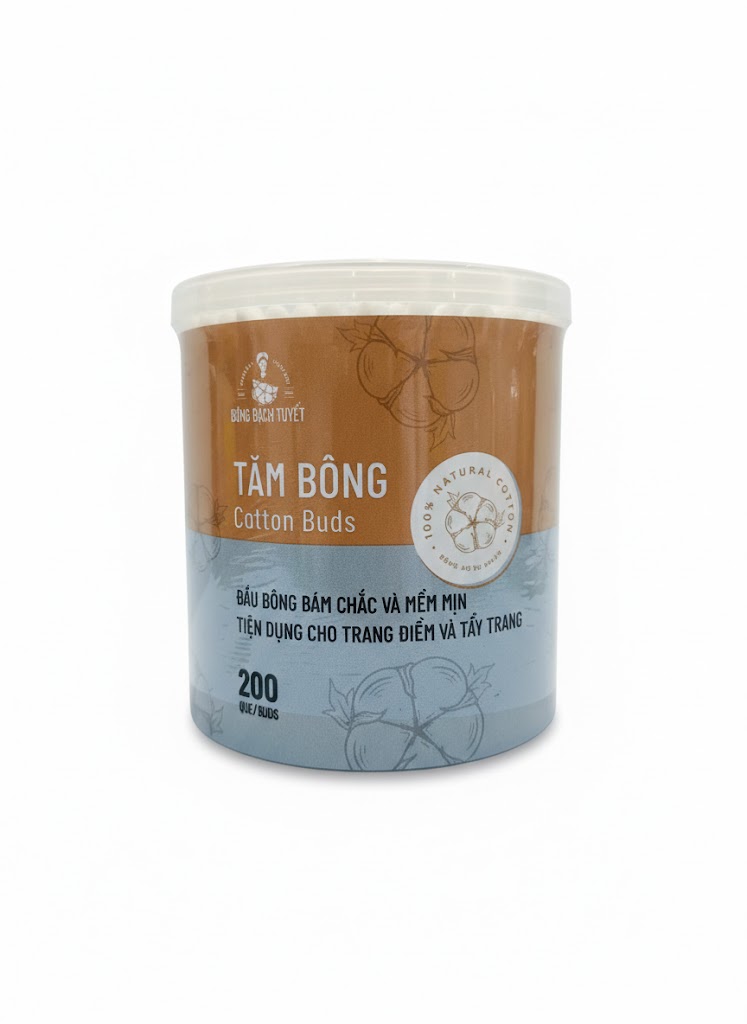 TĂM BÔNG KOTTON CARE BẠCH TUYẾT-200 QUE