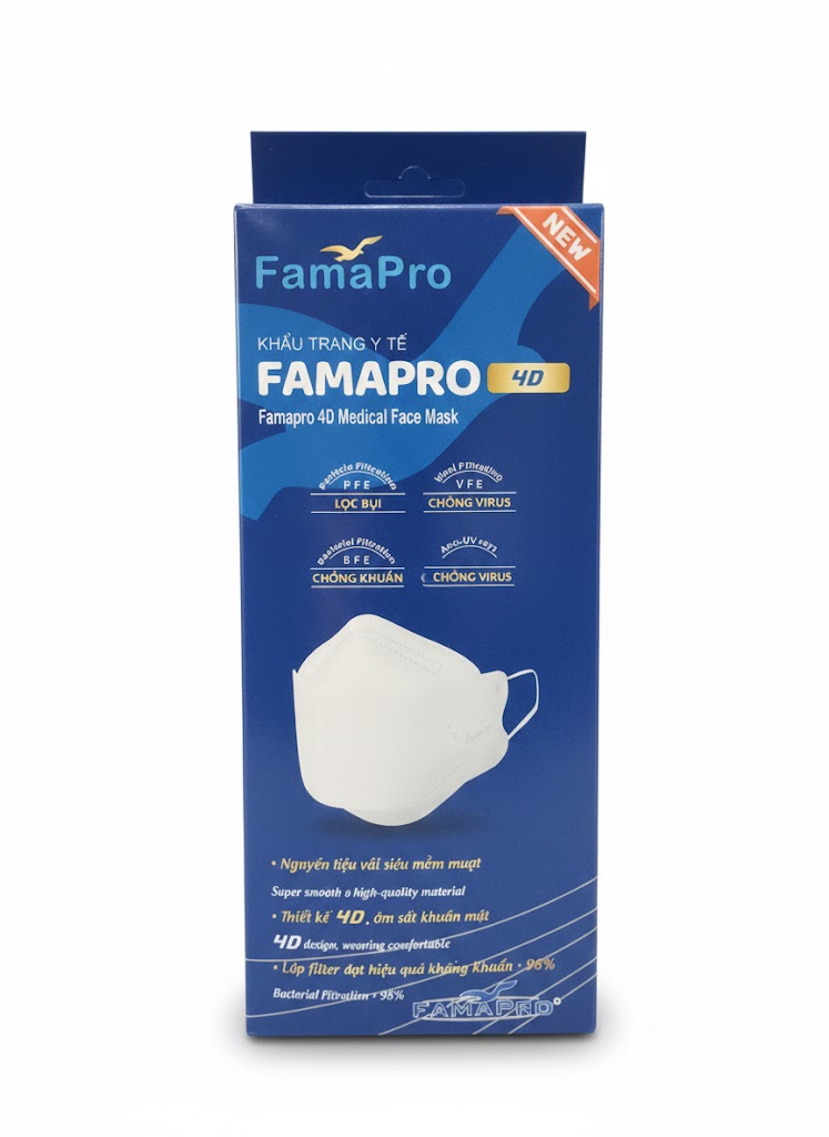 KHẨU TRANG Y TÊ FAMAPRO 4D (TRẮNG)