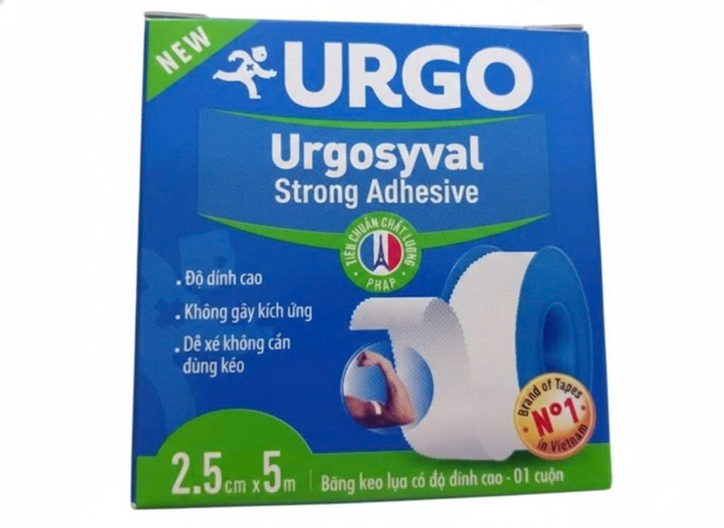 BĂNG KEO LỤA URGO URGOSYVAL STRONG ADHESIVE 2.5CM x 5M  - THÁI LAN