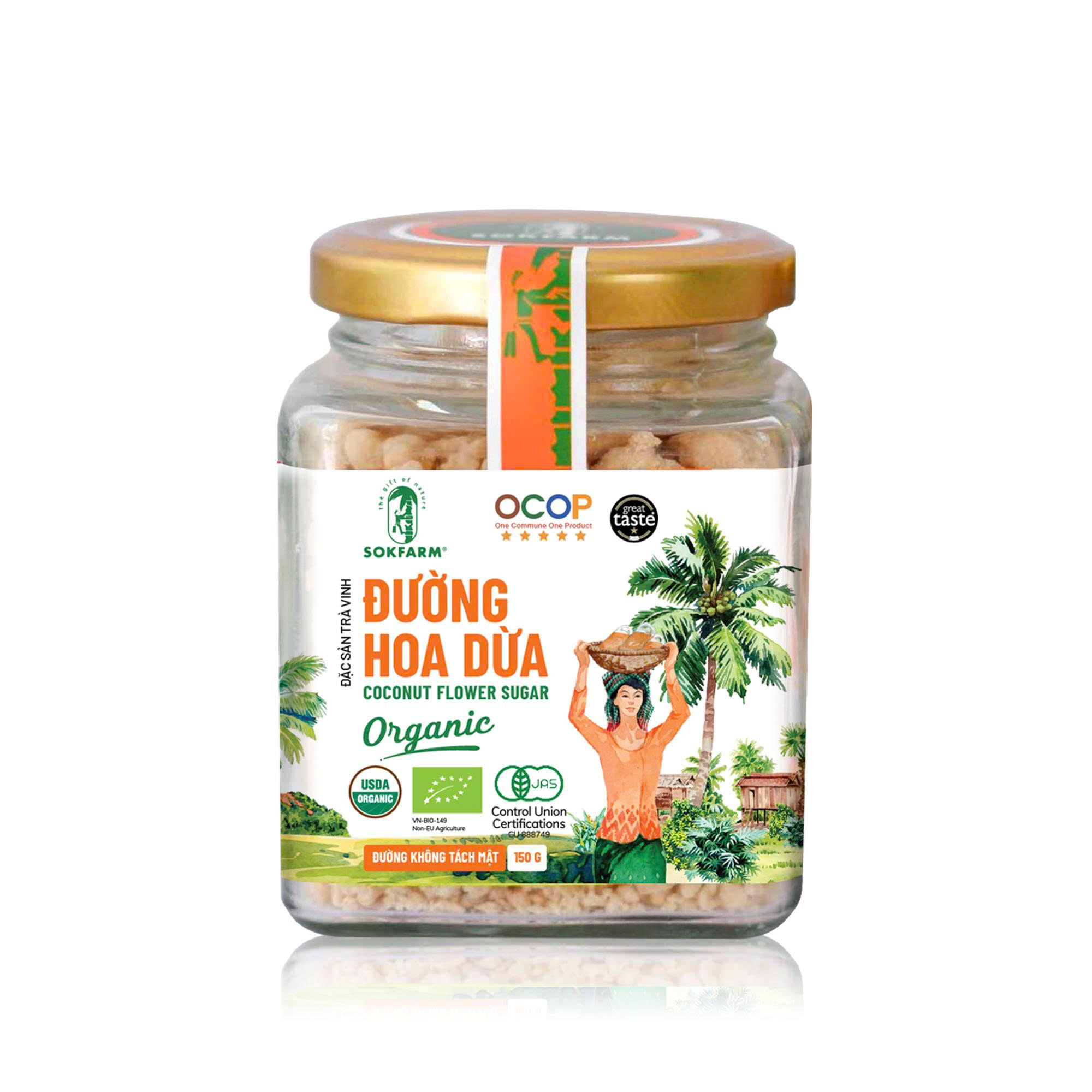 ĐƯỜNG HOA DỪA ORGANIC SOKFARM ( 150G, 300G, 1KG) - VỊ NGỌT TỪ DỪA, TĂNG CƯỜNG SỨC KHỎE