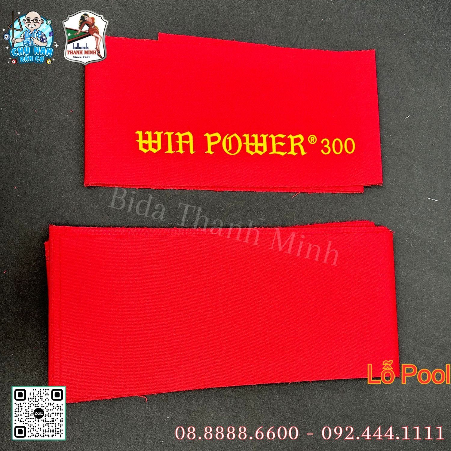 VẢI BÀN BIDA LỖ POOL WIN POWER 300 MÀU ĐỎ