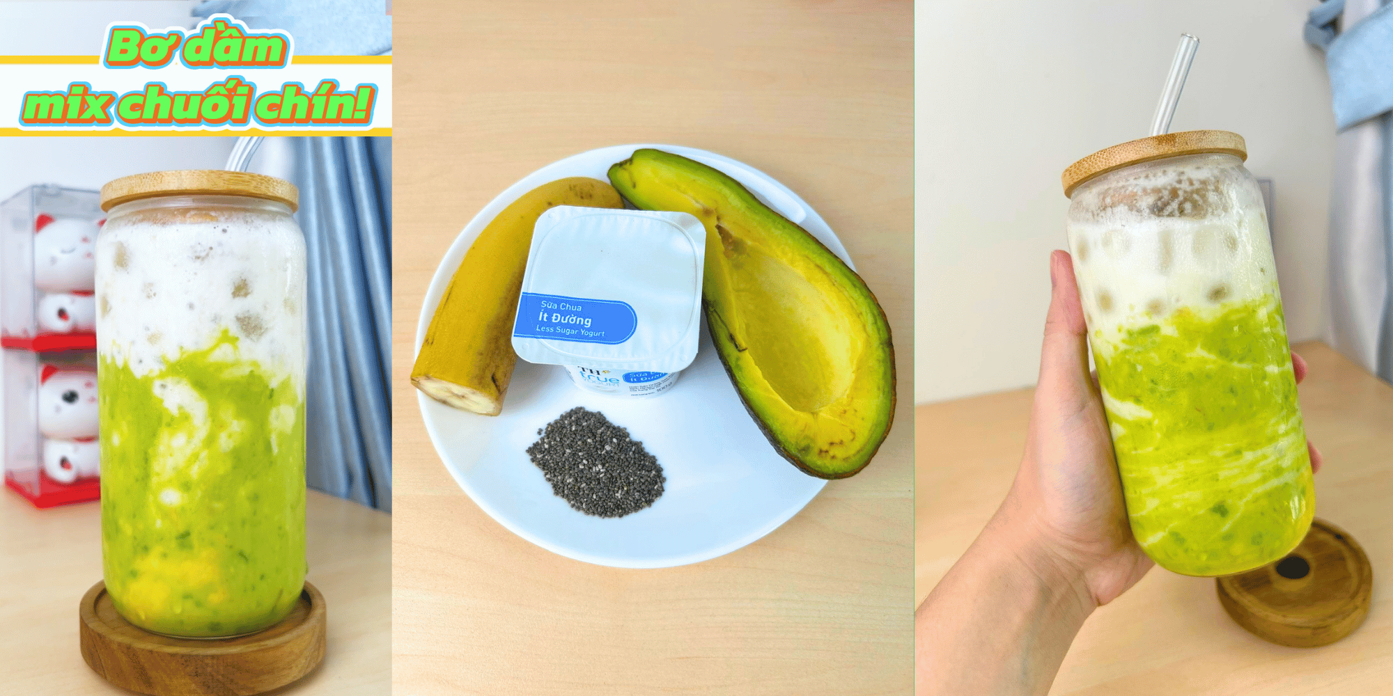 Bơ Dầm Sữa Chuối (~320 kcal)